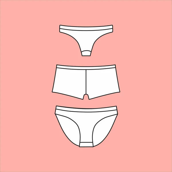 Pantalones de mujer. ropa interior. Lencería dibujado vector — Archivo Imágenes Vectoriales