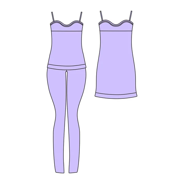 Pajamas jersey. shorts and top.  clothes. Women's homewear. — Stock Vector