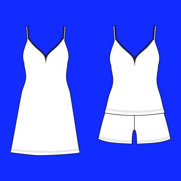 Maillot de pyjama. short et haut. vêtements. Vêtements de maison pour femmes . — Image vectorielle