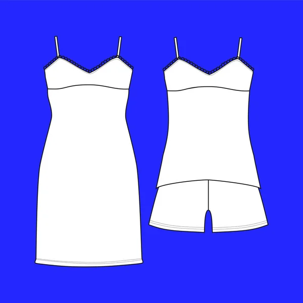 Jersey de pijamas. shorts y top. ropa. Ropa de casa de mujer . — Archivo Imágenes Vectoriales