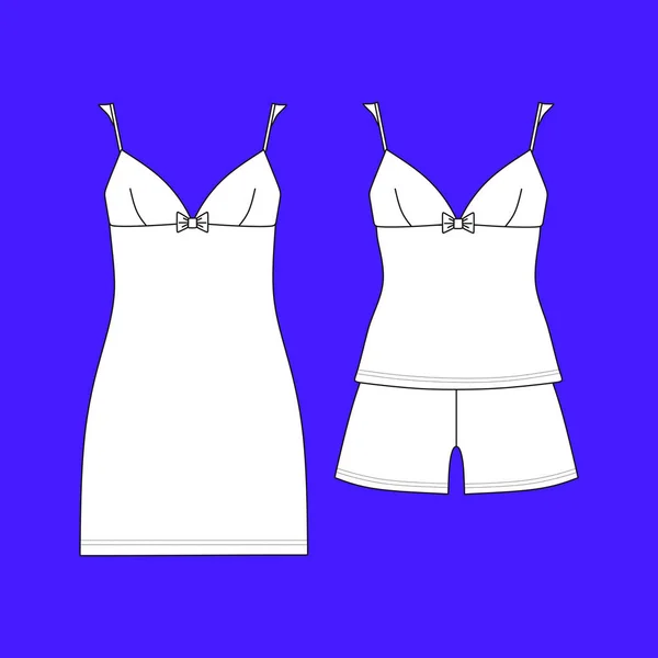 パジャマ ジャージ。パンツとトップ。服。女性のホームウェア. — ストックベクタ