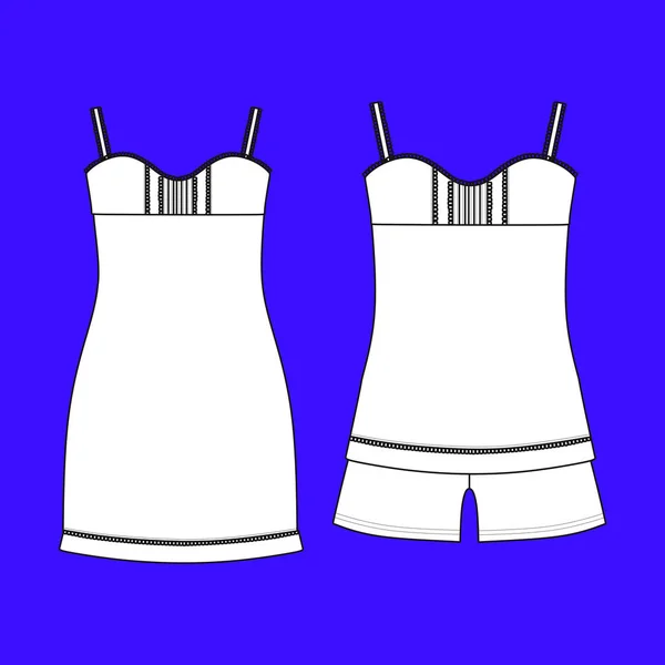 Jersey de pijamas. shorts y top. ropa. Ropa de casa de mujer . — Archivo Imágenes Vectoriales