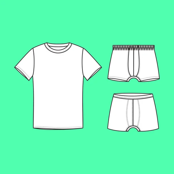 Mannen ondergoed T-shirt en shorts getekende vector. ondergoed. — Stockvector