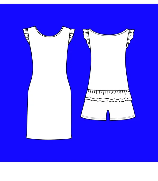 Női szabadidőruházat. pizsama jersey. rövidnadrág és top. ruhák. — Stock Vector