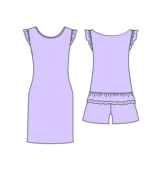 Női szabadidőruházat. pizsama jersey. rövidnadrág és top. ruhák. Jogdíjmentes Stock Vektorok