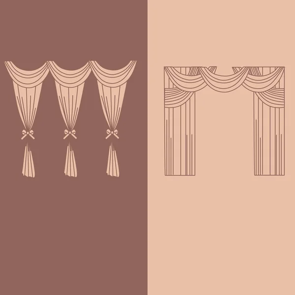 Cortinas de ilustración y cortinas decoración de interiores diseño i — Vector de stock
