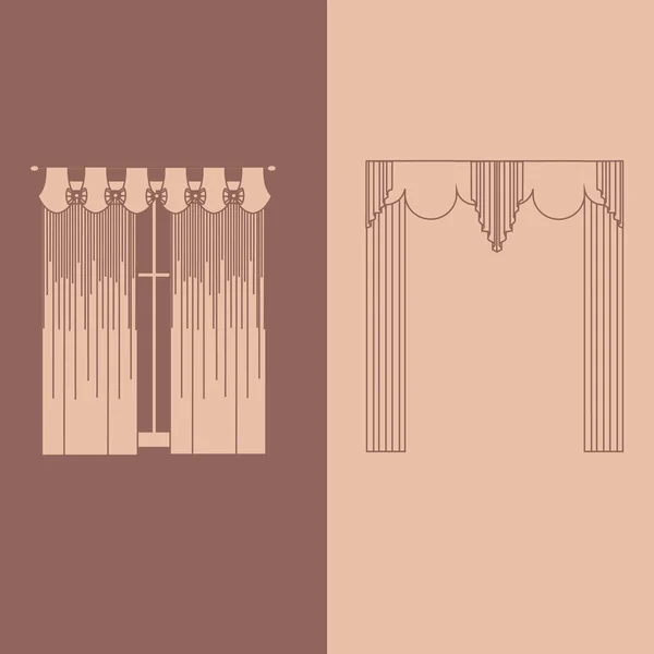 Rideaux et rideaux illustration décoration intérieure design i — Image vectorielle