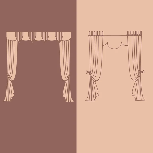Rideaux et rideaux illustration décoration intérieure design i — Image vectorielle