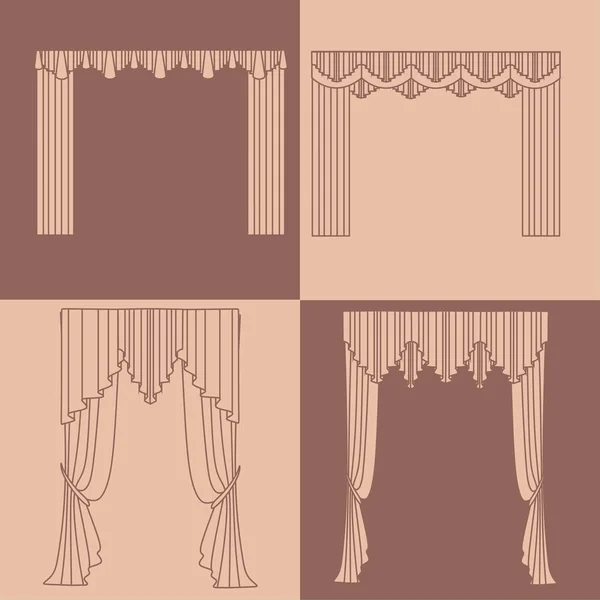 Rideaux et rideaux illustration décoration intérieure design i — Image vectorielle