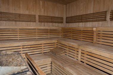 Sauna iç. Bir Fin saunası iç