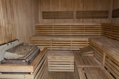 Sauna iç. Bir Fin saunası iç