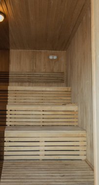 Sauna iç. Bir Fin saunası iç