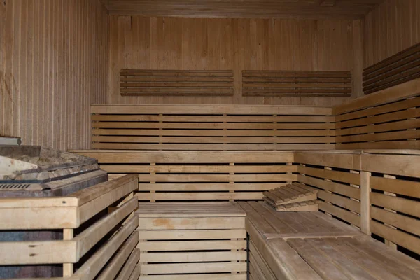 Sauna Innenraum Innenraum Einer Finnischen Sauna — Stockfoto