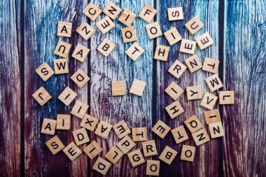 tahta sözcükler düz üst görünüm şablonu