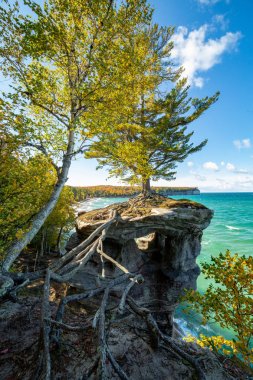 Chapel Rock ve Superior Gölü - üst Yarımadası, Michigan, ABD