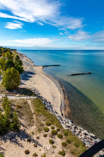 Vista Farol do Lago Superior e Crisp Point Beach — Fotografia de Stock