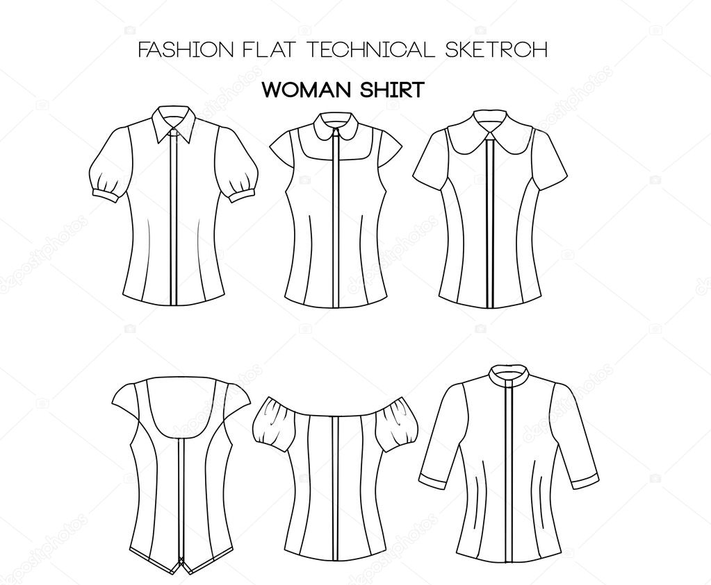 Fashion Flat templates Sketches - Woman shirts