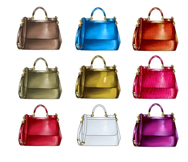 Set de bolsos en diferentes texturas y colores —  Fotos de Stock