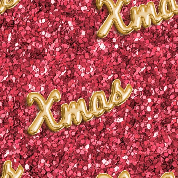 Seamless Pattern Red Glitter Background Christmas Foil Balloon Text — Stockfoto