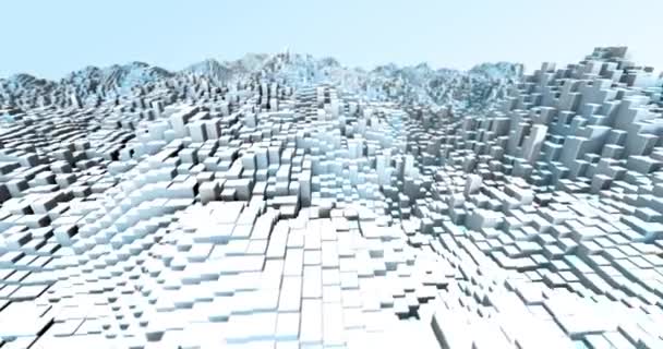 抽象グリッド形状の風景背景 3Dレンダリング — ストック動画