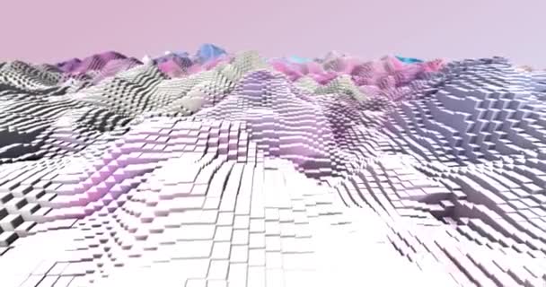 Abstrakte Gitter Formen Landschaft Hintergrund Darstellung — Stockvideo