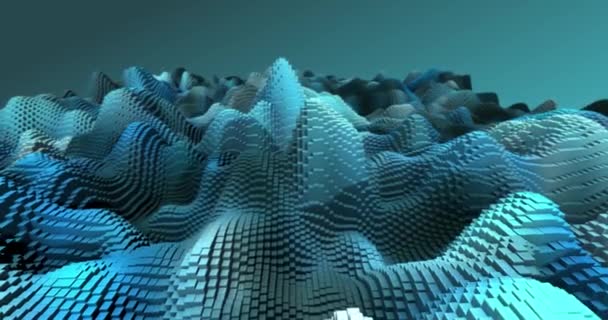 抽象グリッド形状の風景背景 3Dレンダリング — ストック動画