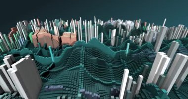 Soyut ızgara şekilli manzara arka planı. 3d oluşturma