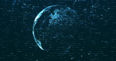 Dijital uzay dünyası 3d veri arkaplanı