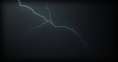 Gerçekçi yansımalar siyah bir zemin üzerine yıldırım