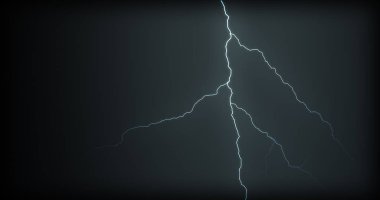 Gerçekçi yansımalar siyah bir zemin üzerine yıldırım