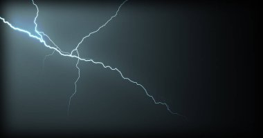 Gerçekçi yansımalar siyah bir zemin üzerine yıldırım