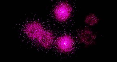 Havai fişek patlaması siyah bir arkaplanda kıvılcım saçar