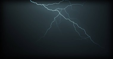 Gerçekçi yansımalar siyah bir zemin üzerine yıldırım