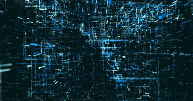 Soyut dijital ağ veri arkaplanı, 3d görüntüleme