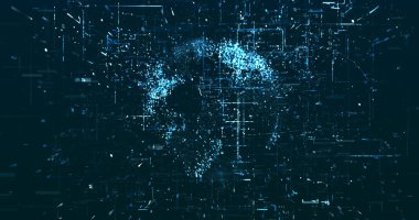 Soyut dijital ağ veri arkaplanı, 3d görüntüleme