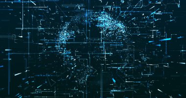 Soyut dijital ağ veri arkaplanı, 3d görüntüleme