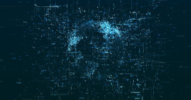 Soyut dijital ağ veri arkaplanı, 3d görüntüleme