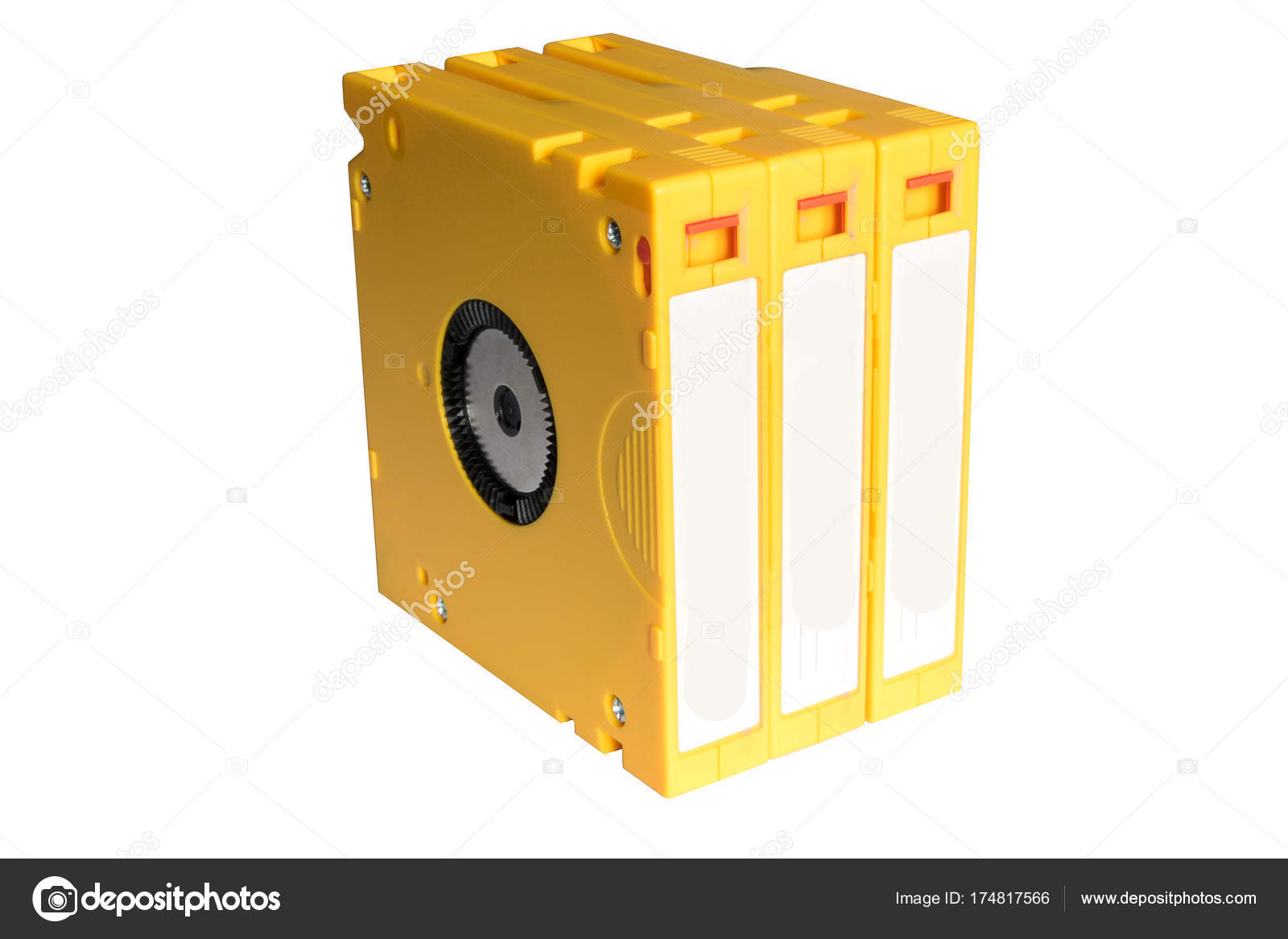 Lto Data Cartridge Yellow Set Three Isolated White Background — Stock