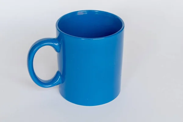 Caneca Azul Isolada Fundo Branco — Fotografia de Stock