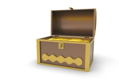 Bir sandık dolusu beyaz arka plan üzerinde. 3D render