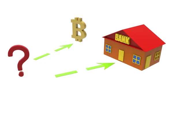 Soru banka veya bitcoin para koymaktır. 3D render