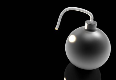 Topu topu bir yanan fitil ile. 3D render.