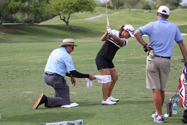 Davida Leadbettera a Lydia Ko v Ana inspirace golfový turnaj 2015 — Stock fotografie