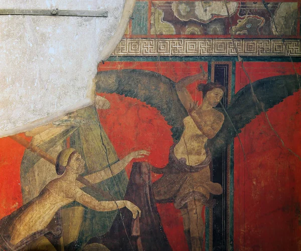 Fresken in den Ruinen der Altstadt von Pompeji, — Stockfoto