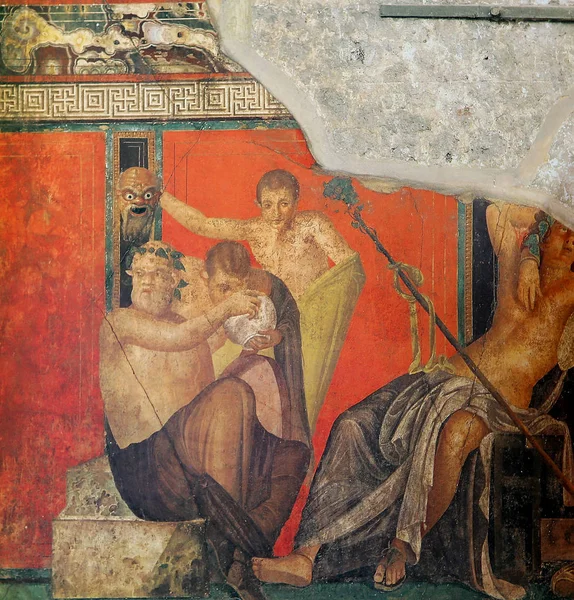 Fresken in den Ruinen der Altstadt von Pompeji, — Stockfoto
