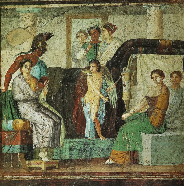 Frescos nas Ruínas da cidade velha de Pompeia — Fotografia de Stock