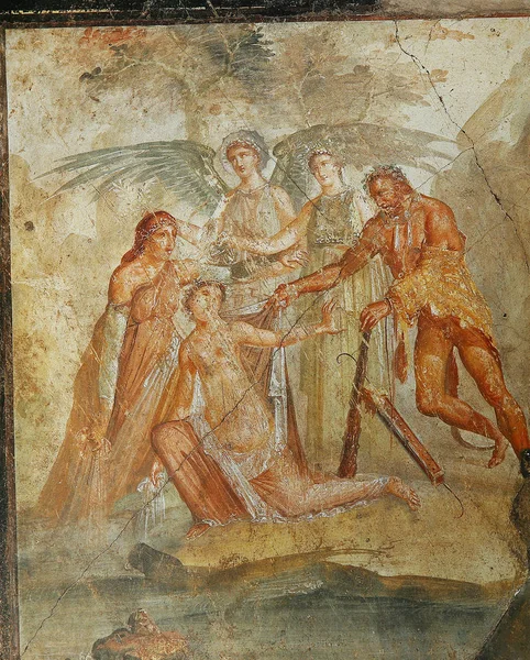 Frescos nas Ruínas da cidade velha de Pompeia — Fotografia de Stock