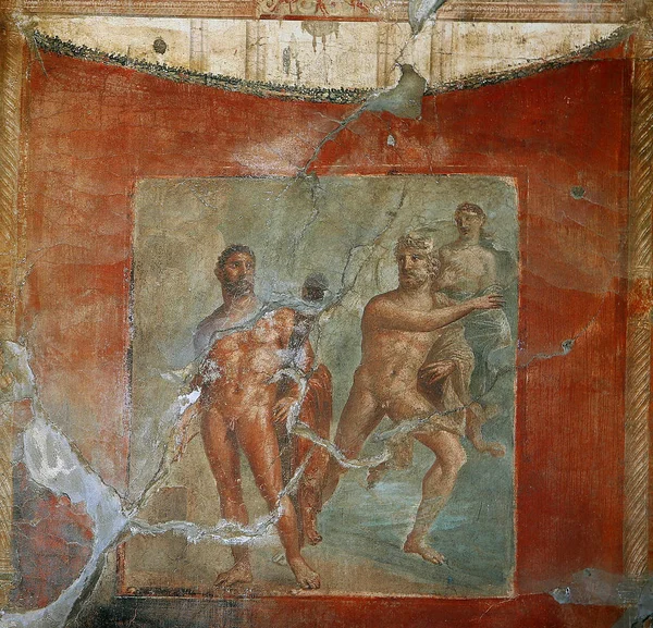 Fresco's in de ruïnes van de oude stad Pompeii — Stockfoto