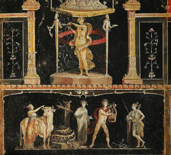 Fresky v troskách staré město Pompeje — Stock fotografie
