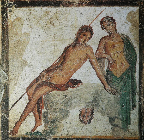 Frescos nas Ruínas da cidade velha de Pompeia — Fotografia de Stock